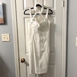 Fashion Nova White Halter Dress Sz L